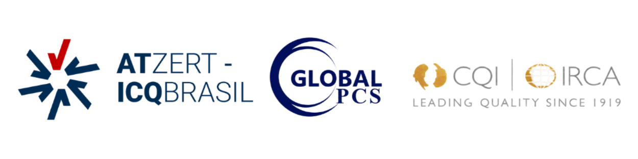 Logos institucionais: ICQ Brasil-ATZert, GLOBAL PCS e CQI | IRCA